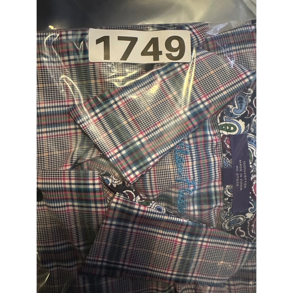 Alan Flusser Men's Plaid Button Down Long Sleeve Shirt L 100% Cotton - Picture 7 of 7